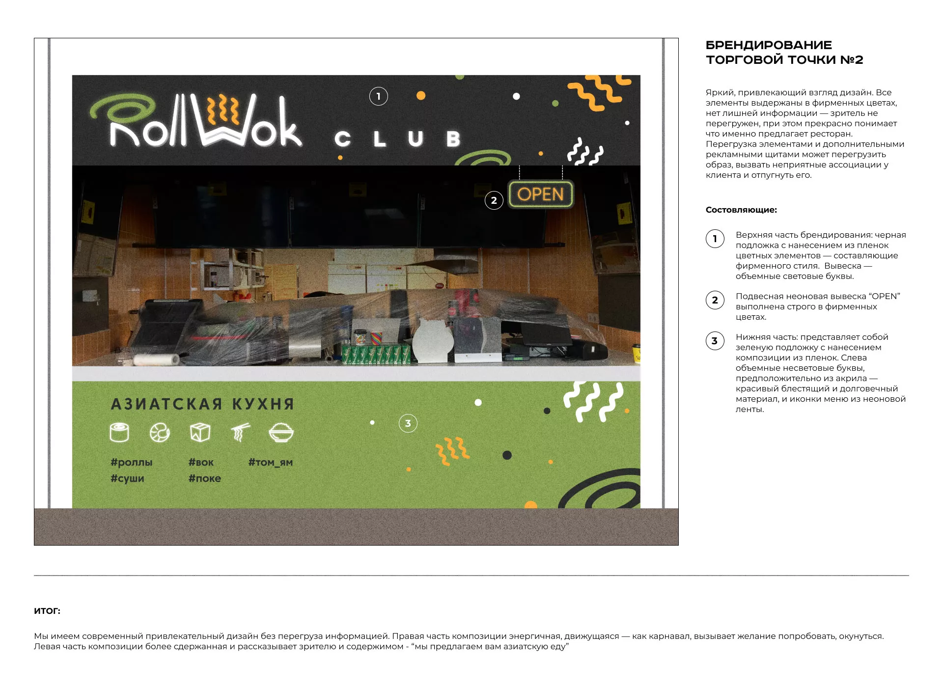 Брендирование торговых точек суши-бара «Roll Wok Club» в Кодинске